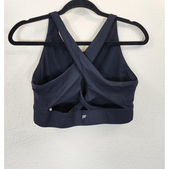 Fabletics Sports Bra Womens Medium Black High Neck Cross Back Strappy Gym Yoga - Picture 2 of 8